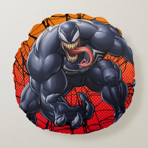Spider_Man  Venom Reaching Forward Round Pillow