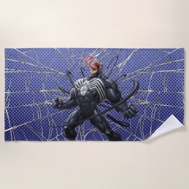 Spider-Man | Venom Symbiote Lashing Out Beach Towel (Front)