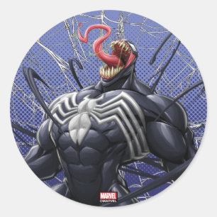 Spider-Man Venom Symbiote Lashing Out Classic Round Sticker