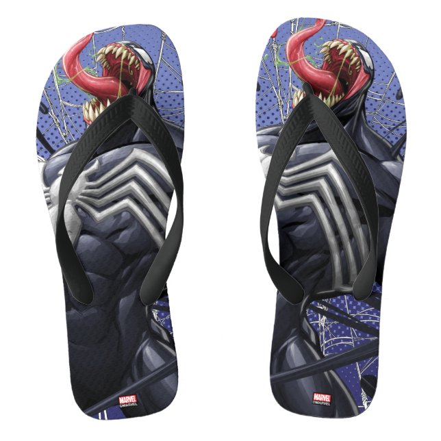 Spider-Man | Venom Symbiote Lashing Out Flip Flops (Footbed)