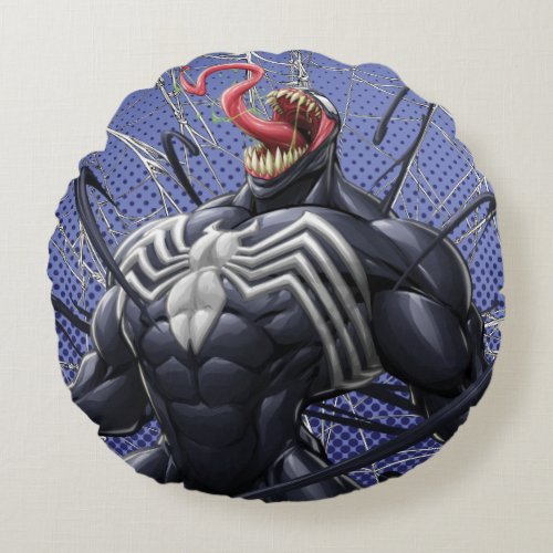 Spider_Man  Venom Symbiote Lashing Out Round Pillow