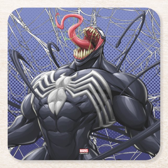 Spider-Man | Venom Symbiote Lashing Out Square Paper Coaster (Front)