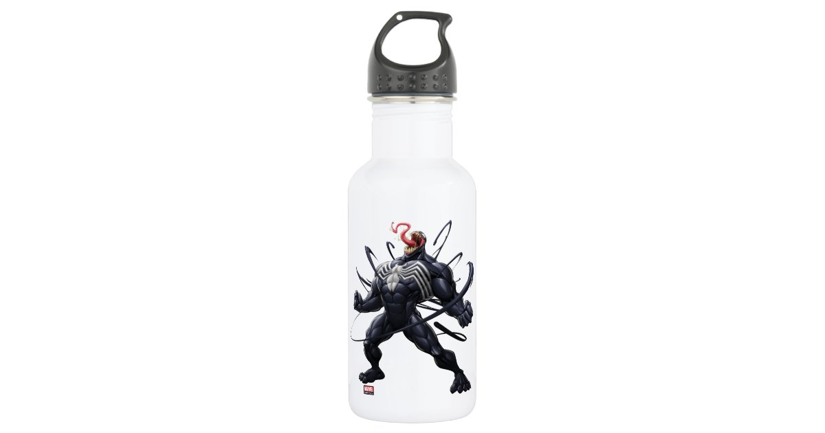 Dual Spider-Man Miles Morales & Venom Head Stainless Steel Water Bottle, Zazzle