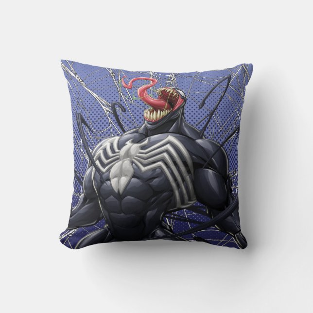 Spider-Man | Venom Symbiote Lashing Out Throw Pillow (Front)