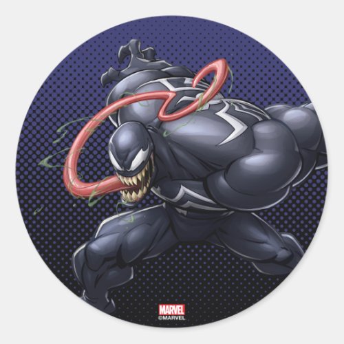 Spider_Man  Venom Tongue Lash Classic Round Sticker