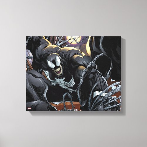 Spider_Man  Venom Web Swinging At Night Canvas Print