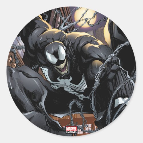 Spider_Man  Venom Web Swinging At Night Classic Round Sticker