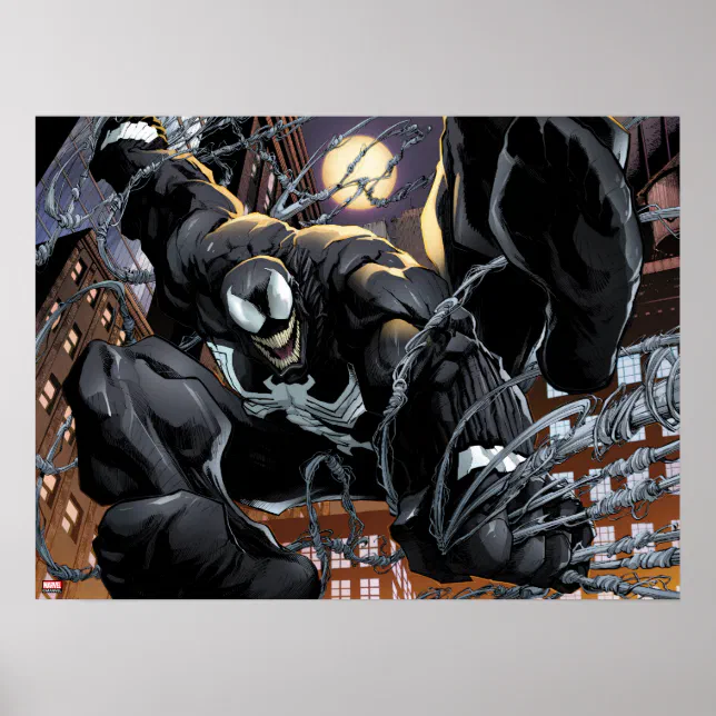 Spider-Man | Venom Web Swinging At Night Poster | Zazzle