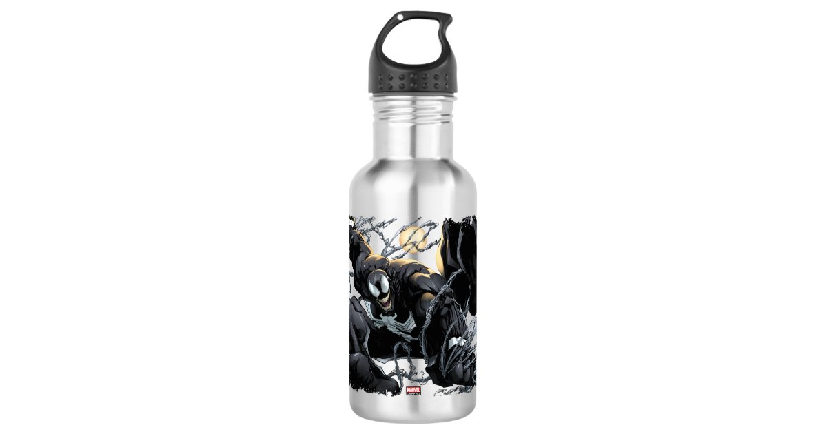 Dual Spider-Man Miles Morales & Venom Head Stainless Steel Water Bottle, Zazzle