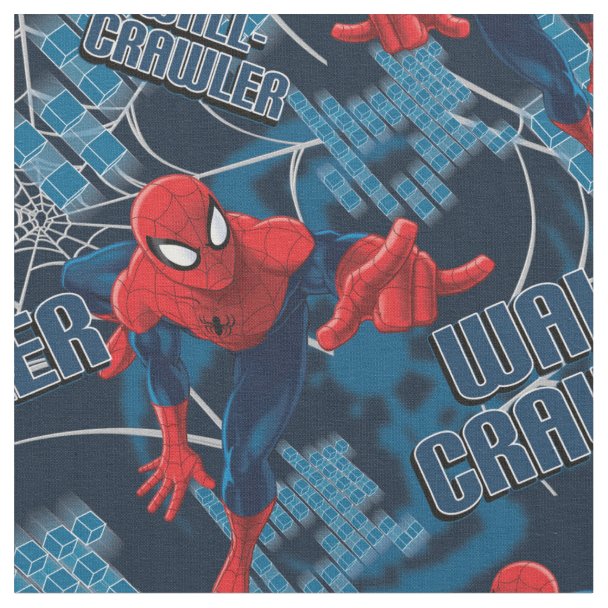 Spider-Man and Spider Logo Pattern Fabric | Zazzle