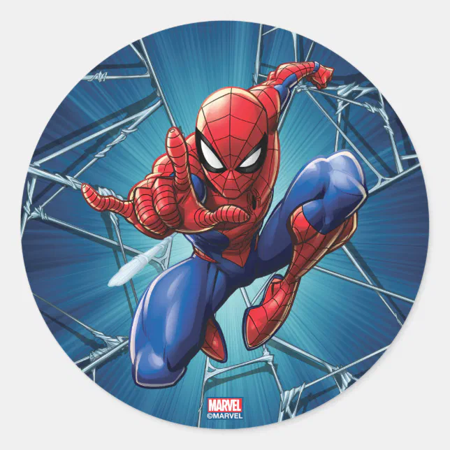 Spider-Man | Web-Shooting Leap Classic Round Sticker | Zazzle