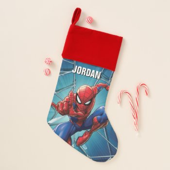 Spider-man | Web-shooting Leap Personalized Christmas Stocking by spidermanclassics at Zazzle
