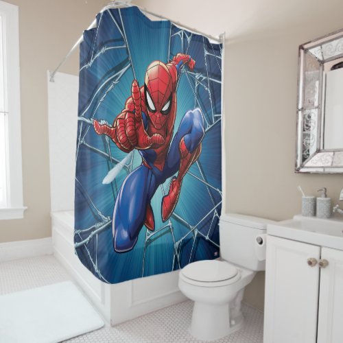 Spider_Man  Web_Shooting Leap Shower Curtain