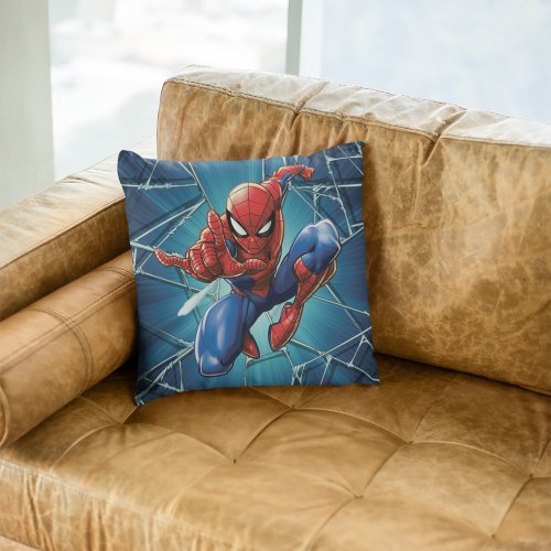 Spider_Man  Web_Shooting Leap Throw Pillow