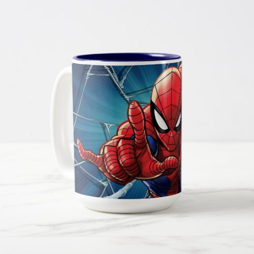 Spider_Man  Web_Shooting Leap Two_Tone Coffee Mug
