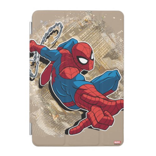 Spider_Man Web Slinging Above Grunge City iPad Mini Cover