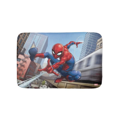 Spider_Man Web Slinging By Train Bathroom Mat