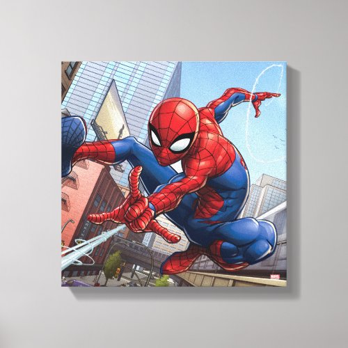 Spider_Man Web Slinging By Train Canvas Print