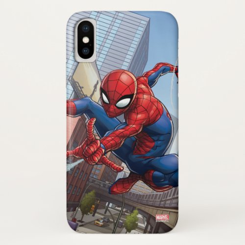 Spider_Man Web Slinging By Train iPhone X Case