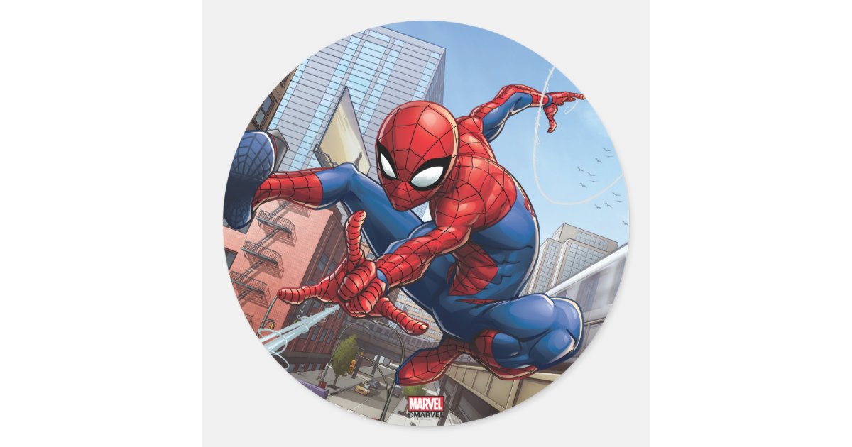Spider Man Web Slinging By Train Classic Round Sticker Zazzle Com Spider Man Web Slinging By Train Classic Round Sticker Zazzle Com