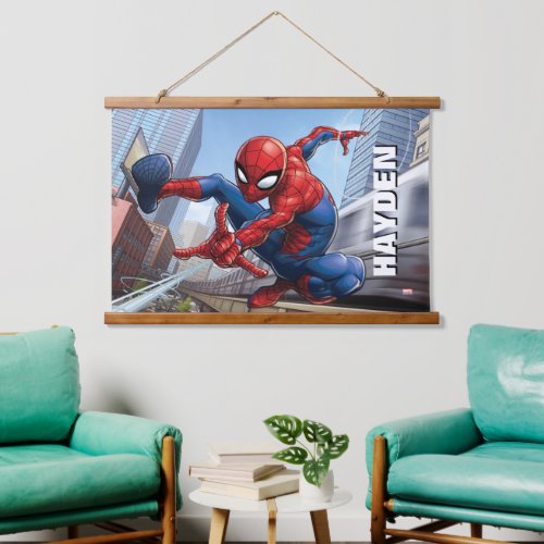 Spider_Man Web Slinging By Train Hanging Tapestry