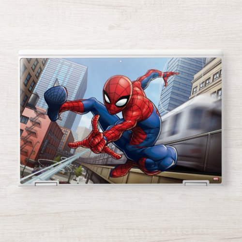 Spider_Man Web Slinging By Train HP Laptop Skin