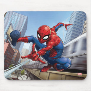 Spider-Man Web Slinging By Train Mouse Pad