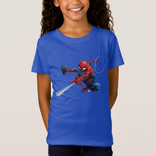 Spider_Man Web Slinging By Train T_Shirt