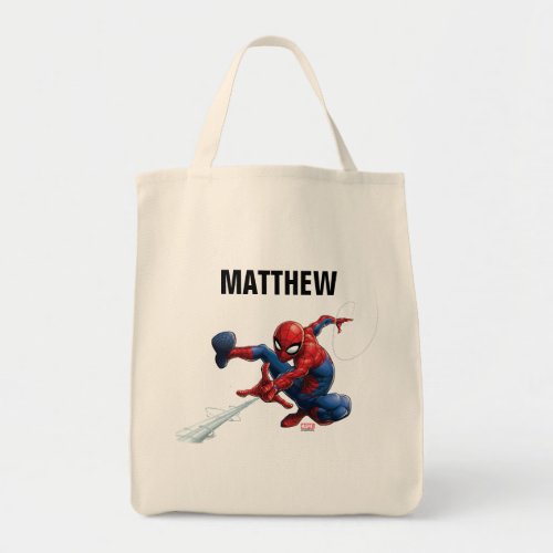 Spider_Man Web Slinging By Train Tote Bag