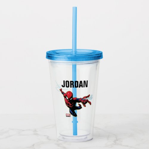 Spider_Man Web Slinging From Above Acrylic Tumbler