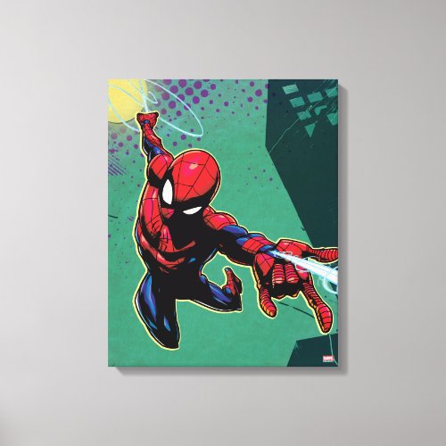 Spider_Man Web Slinging From Above Canvas Print