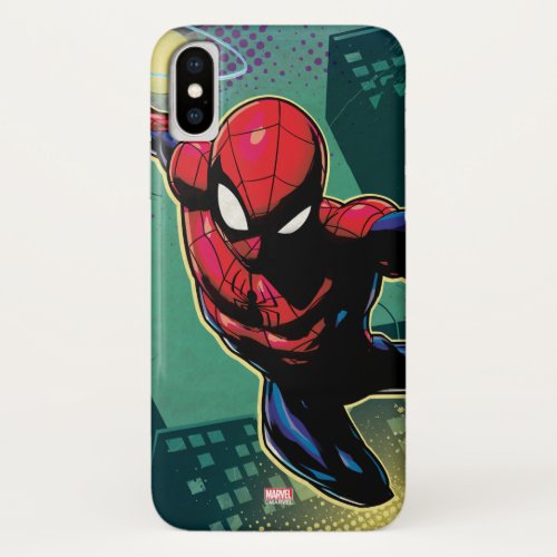 Spider_Man Web Slinging From Above iPhone X Case