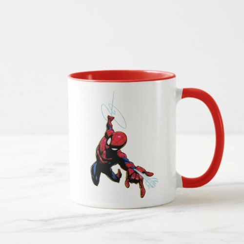 Spider_Man Web Slinging From Above Mug