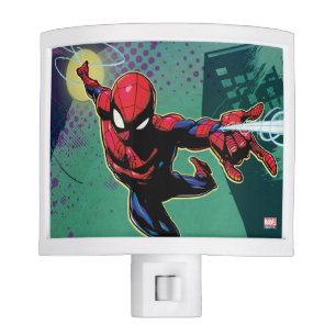 Spider-Man Web Slinging From Above Night Light