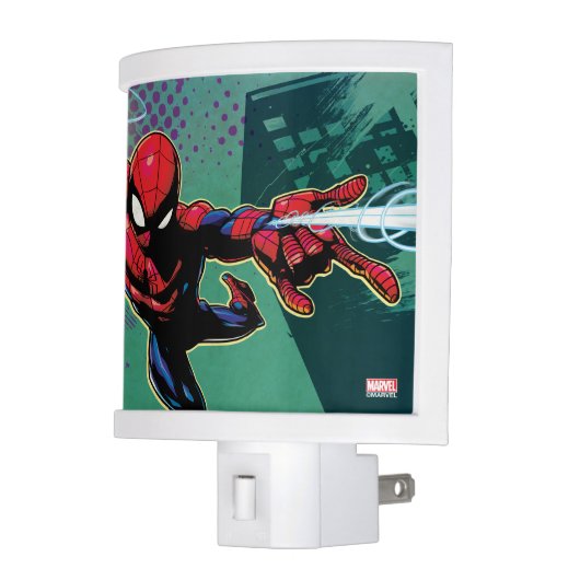 Spider-Man Web Slinging From Above Night Light (Left)