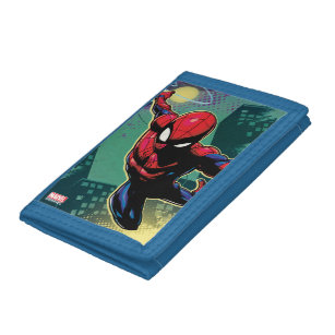 Spider-Man Web Slinging From Above Tri-fold Wallet