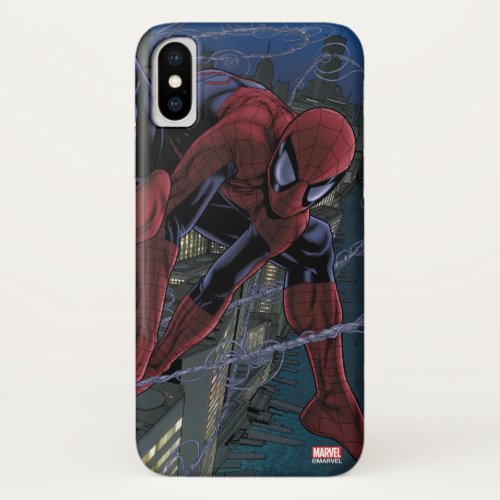 Spider_Man Web Slinging From Daily Bugle iPhone X Case