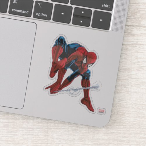 Spider_Man Web Slinging From Daily Bugle Sticker