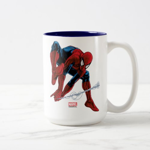 Spider_Man Web Slinging From Daily Bugle Two_Tone Coffee Mug