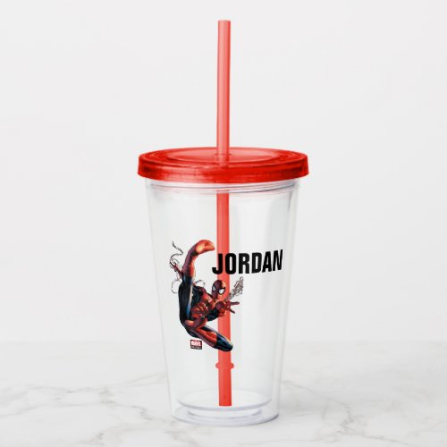 Spider_Man Web Slinging In City Marker Drawing Acrylic Tumbler