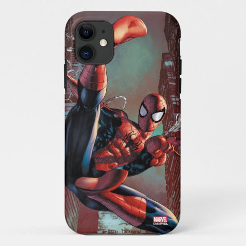 Spider_Man Web Slinging In City Marker Drawing iPhone 11 Case