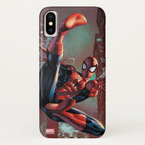 Spider_Man Web Slinging In City Marker Drawing iPhone X Case