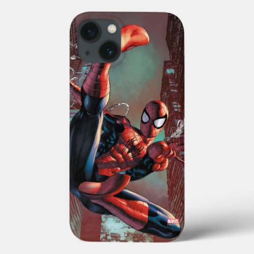Spider_Man Web Slinging In City Marker Drawing iPhone 13 Case