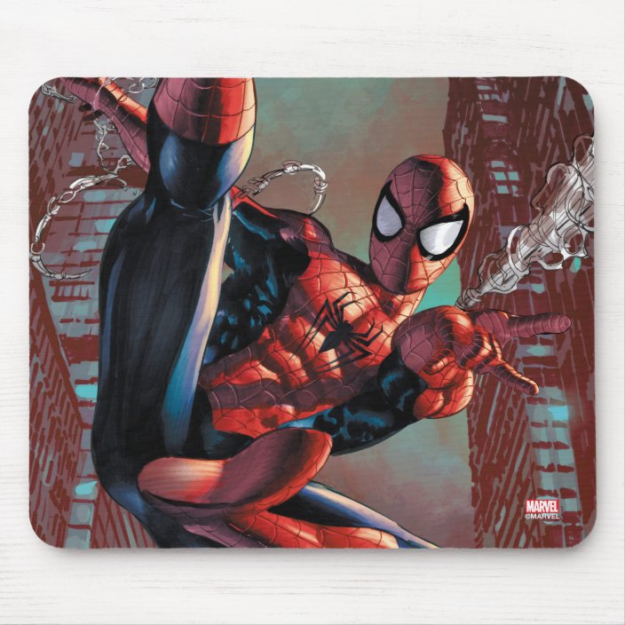 Spider Man Web Slinging In City Marker Drawing Mouse Pad Zazzle Com