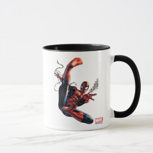 Spider_Man Web Slinging In City Marker Drawing Mug