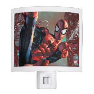 Spider-Man Web Slinging In City Marker Drawing Night Light
