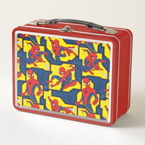 Spider_Man Web Slinging Panel Pattern Metal Lunch Box