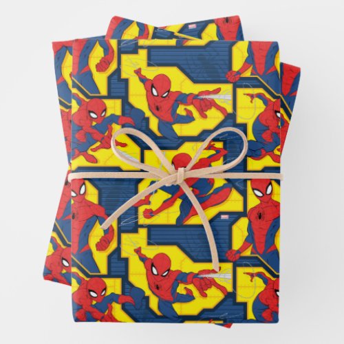 Spider_Man Web Slinging Panel Pattern Wrapping Paper Sheets