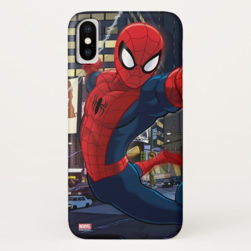 Spider_Man Web Slinging Through Traffic iPhone X Case