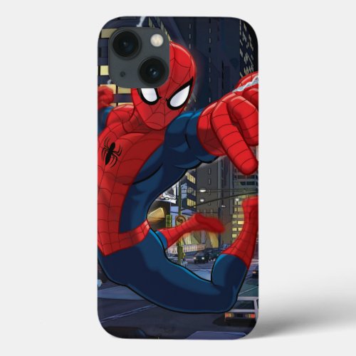 Spider_Man Web Slinging Through Traffic iPhone 13 Case
